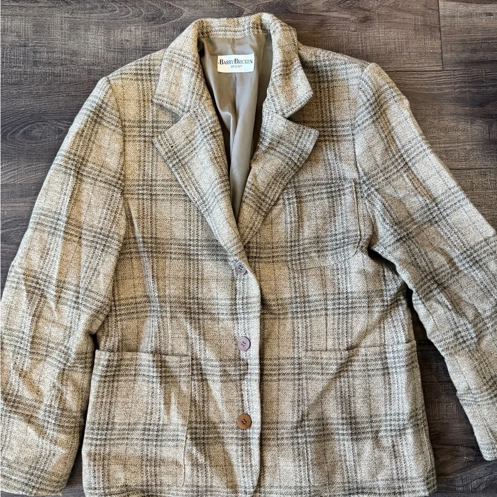 Classic Beige Plaid Blazer for Men